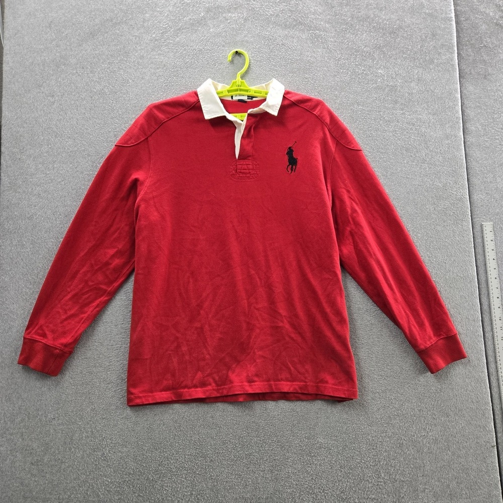 VINTAGE Polo Ralph Lauren Men Polo XL Red Rugby Logo Embroidered‎ Big Pony
